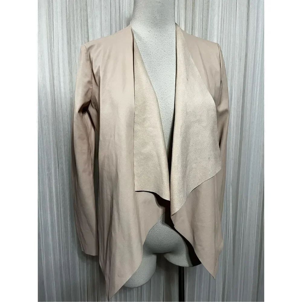 Zara Pink Long Sleeve Vegan Leather a shrug Jacket Size XS